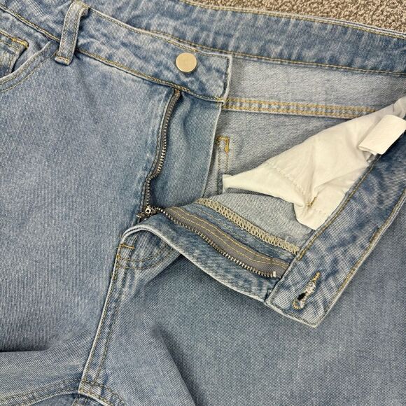 Q&J Patchwork Hearts Wide Leg High Rise Jeans Blue Large - Picture 6 of 12